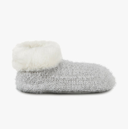 Totes Toasties KNITTED TEXTURED BOOTIES Womens Grey