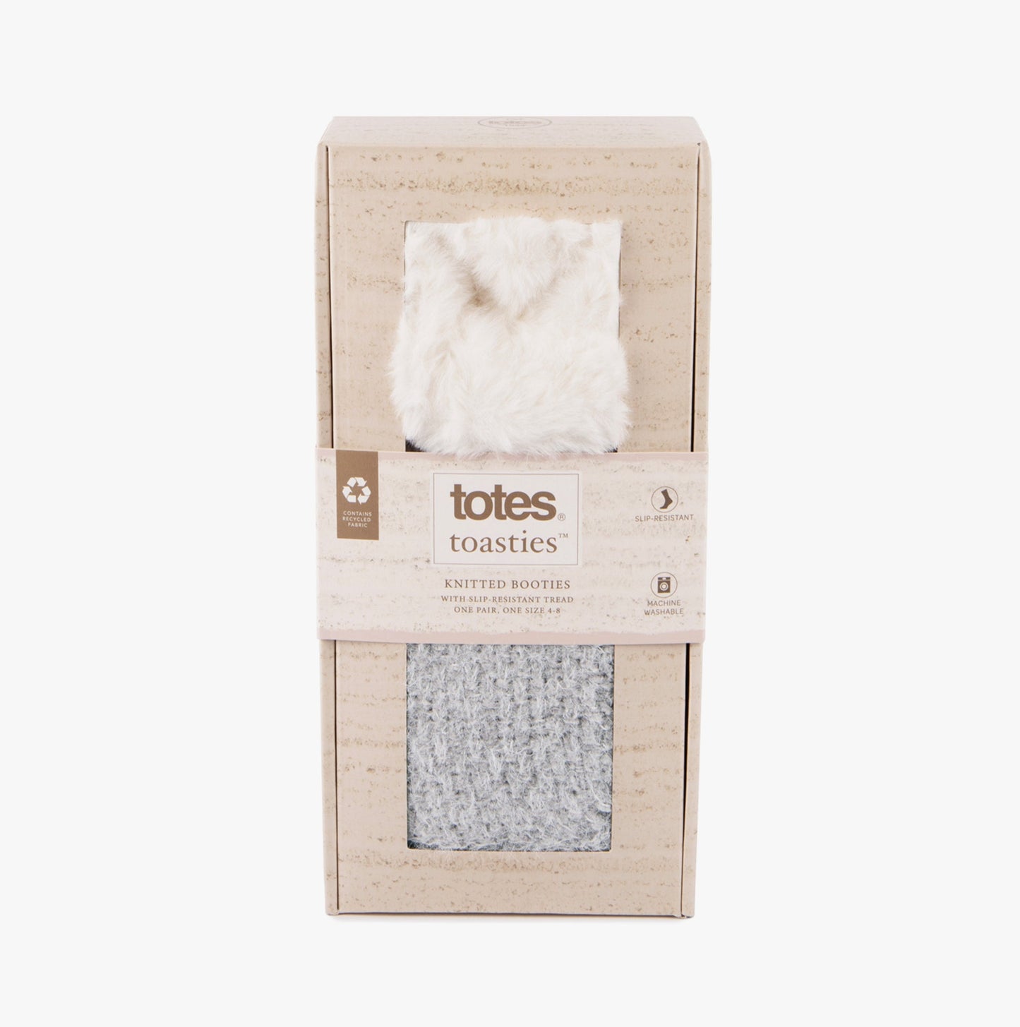 Totes Toasties KNITTED TEXTURED BOOTIES Womens Grey