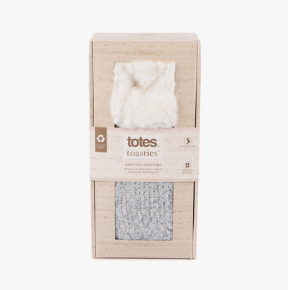 Totes Toasties KNITTED TEXTURED BOOTIES Womens Grey
