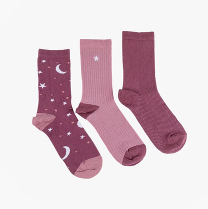 Totes Toasties ANKLE Womens Cotton Blend 3 Pack Socks Star Multi: