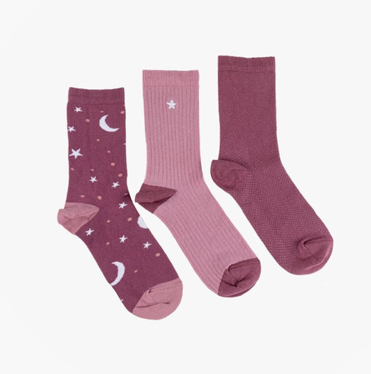 Totes Toasties ANKLE Womens Cotton Blend 3 Pack Socks Star Multi: