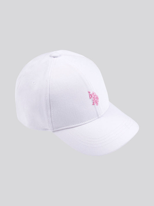Girls Double Horsemen Cap in Bright White