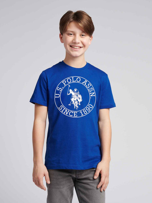 Boys USPA Circle Print T-Shirt in Sodalite Blue
