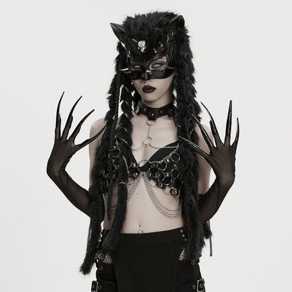 Punk Rave Fluffy Goth Claw Gloves