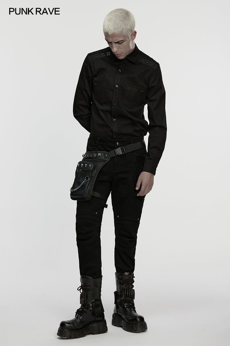 Punk Rave Cyberpunk Chain & Skull Hardware Waist–Leg Bag