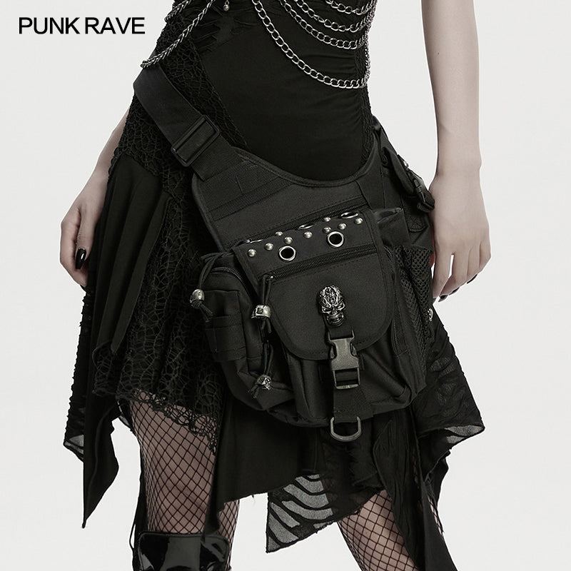 Punk Rave Techwear Skull Waist–Leg Bag