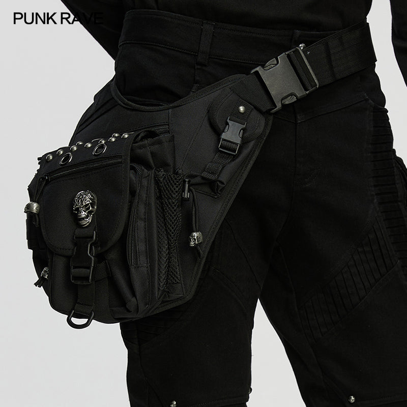 Punk Rave Techwear Skull Waist–Leg Bag