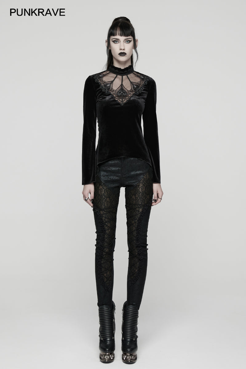 Punk Rave Belladonna Demon’s Hand Velvet T-Shirt in Red