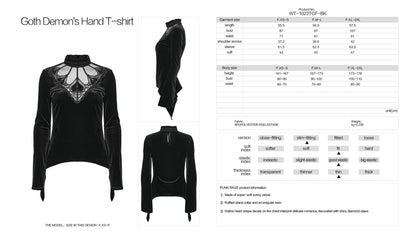 Punk Rave Belladonna Demon’s Hand Velvet T-Shirt in Red