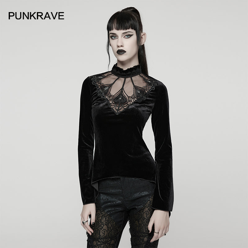 Punk Rave Belladonna Demon’s Hand Velvet T-Shirt in Red