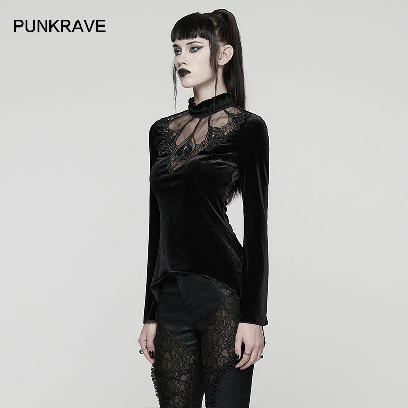 Punk Rave Belladonna Demon’s Hand Velvet T-Shirt in Red