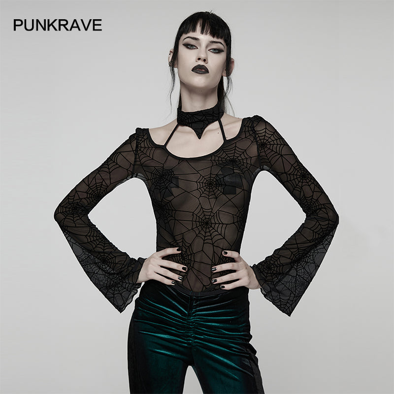 Punk Rave Lilith Gothic Spider Web T-Shirt