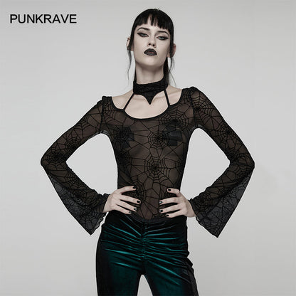 Punk Rave Lilith Gothic Spider Web T-Shirt