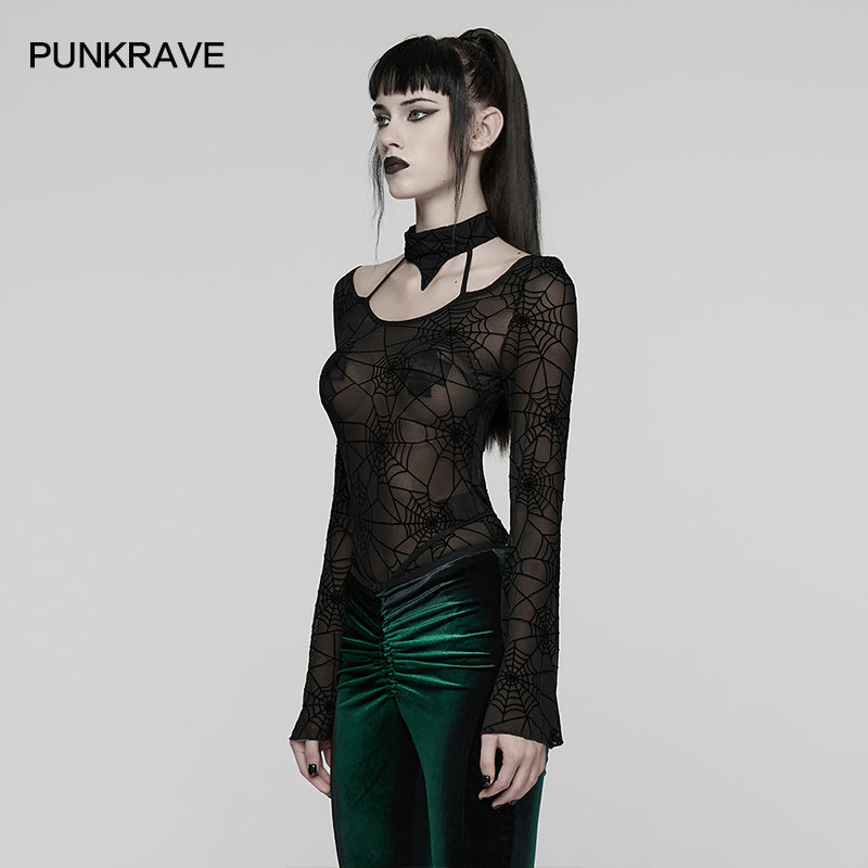 Punk Rave Lilith Gothic Spider Web T-Shirt