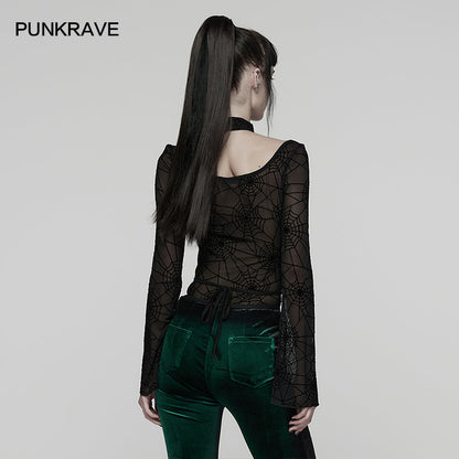 Punk Rave Lilith Gothic Spider Web T-Shirt