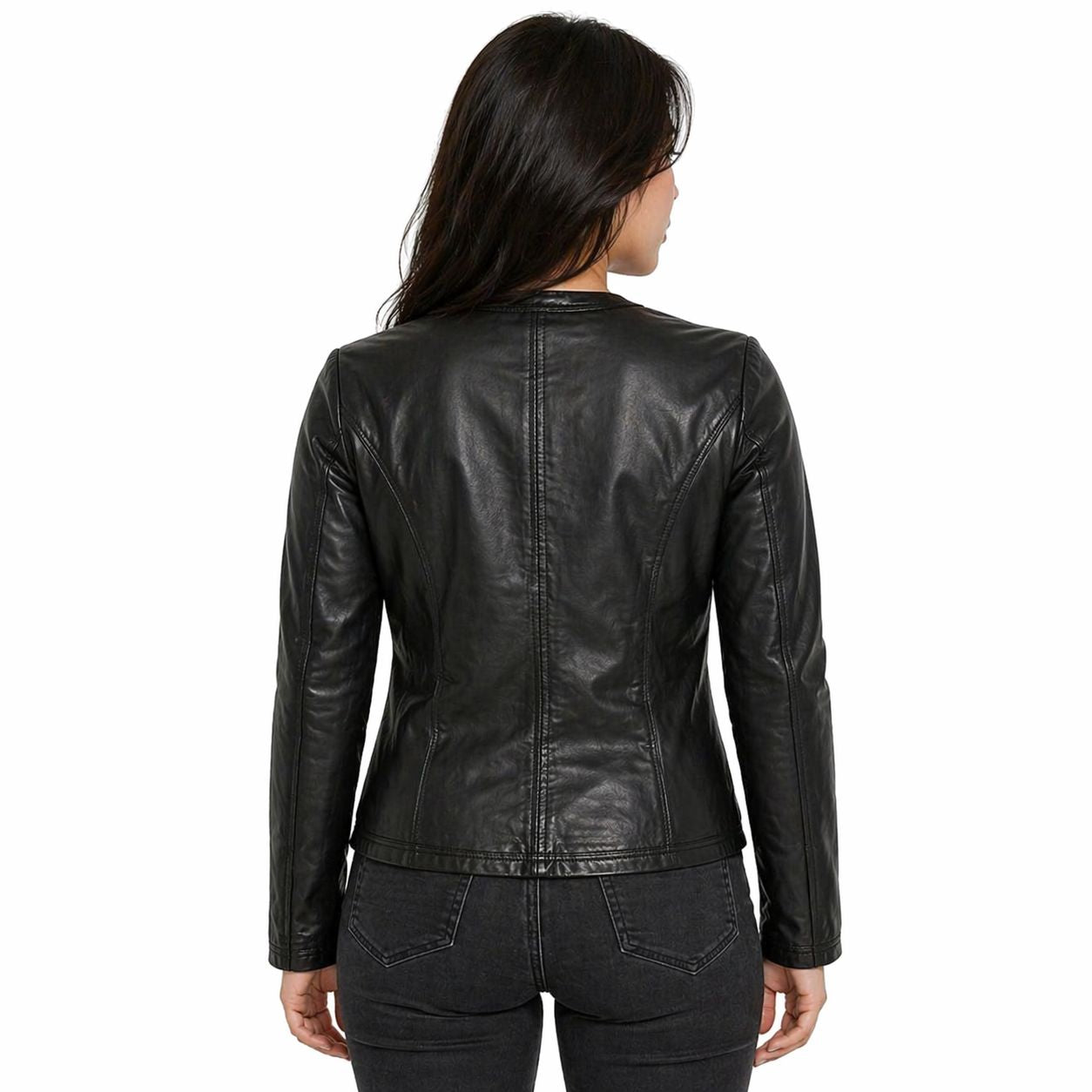 Women Motorcycle Leather Jacket | Black