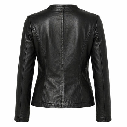 Women Motorcycle Leather Jacket | Black