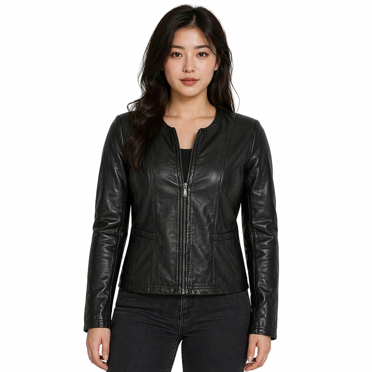 Women Motorcycle Leather Jacket | Black