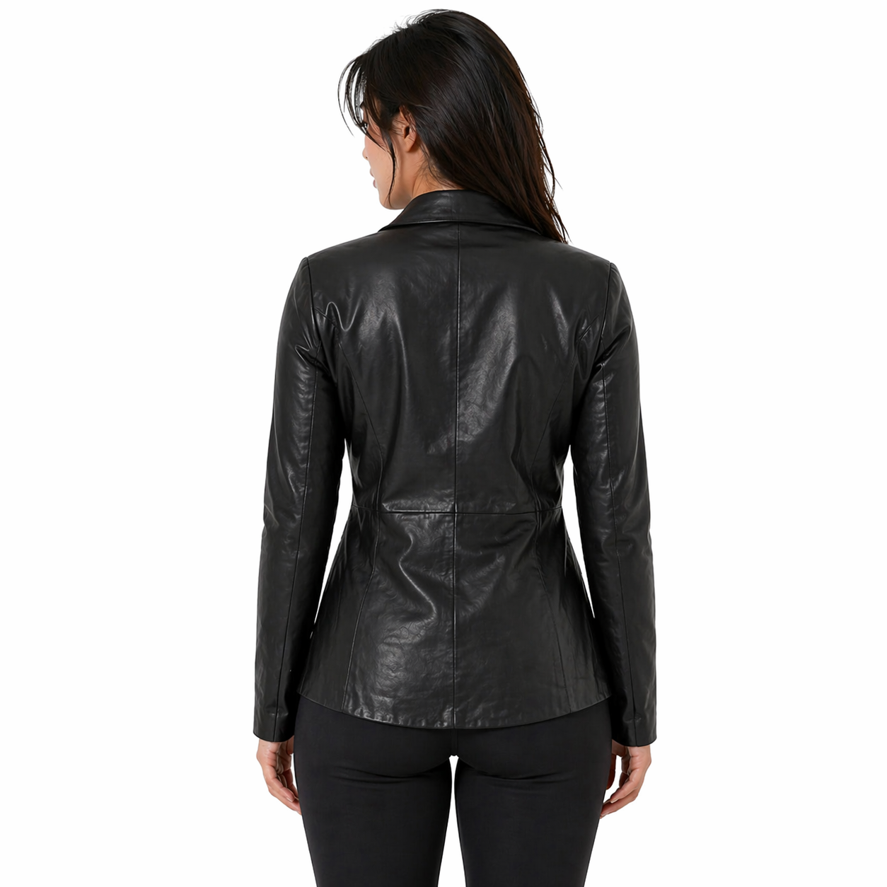 Women's Leather Blazer Coat | Black