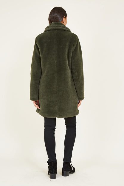 Yumi Green Faux Fur Coat