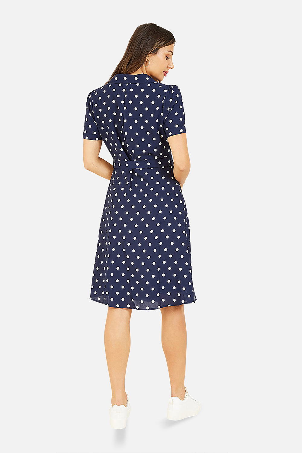 Navy Spot Retro Shirt Dress