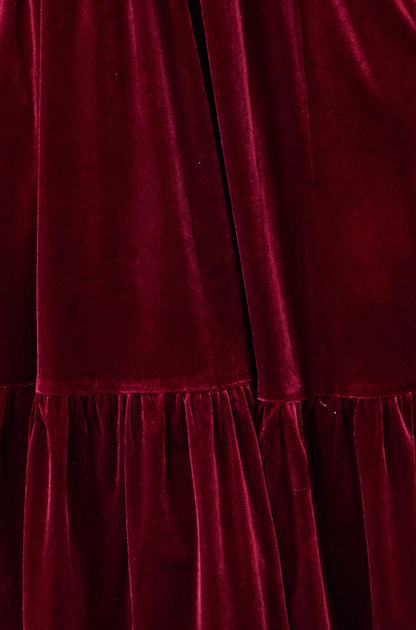 Yumi Burgundy Velvet Midi Dress