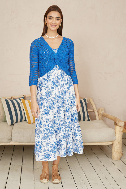 Yumi Blue Cotton Crochet Knitted Top