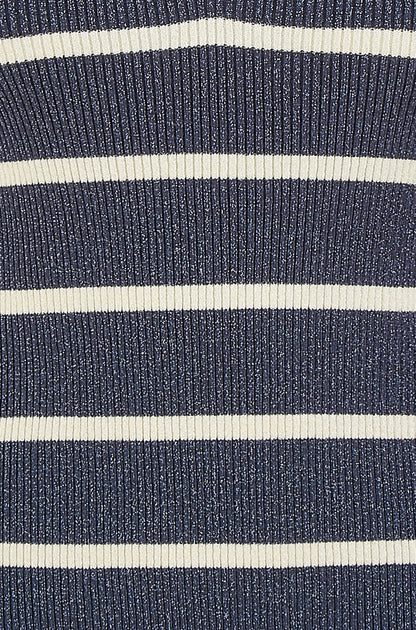 Yumi Navy Striped Sparkle Knitted Vest Top