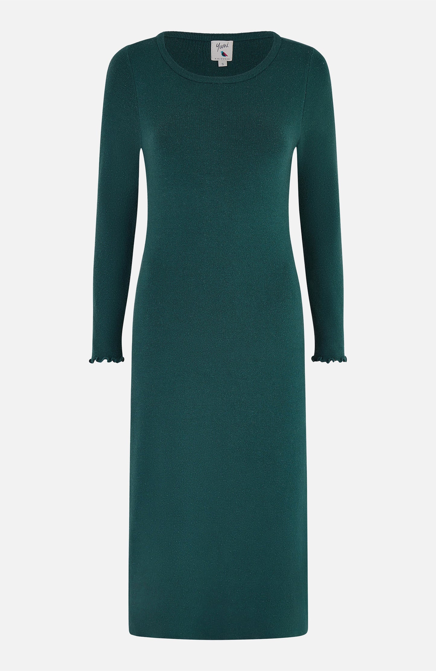 Yumi Green Sparkle Knit Midi Jumper Dress