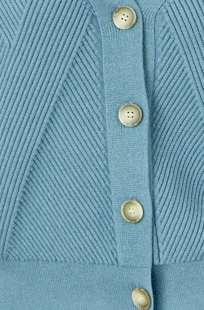 Yumi Blue Relaxed Fit Cardigan With Stitch Detail