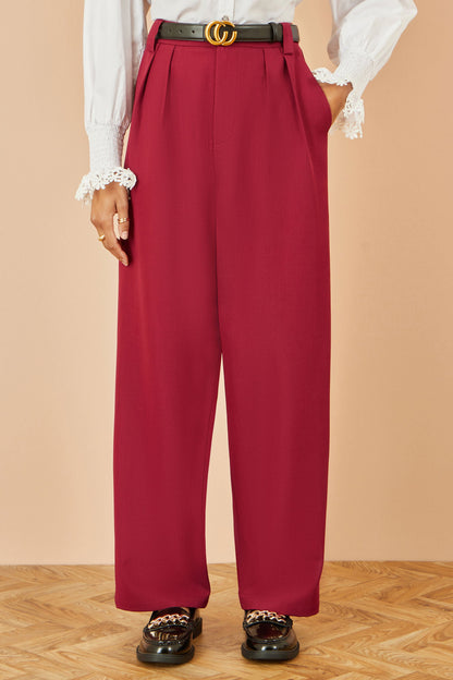 Yumi Burgundy Wide Leg Trousers