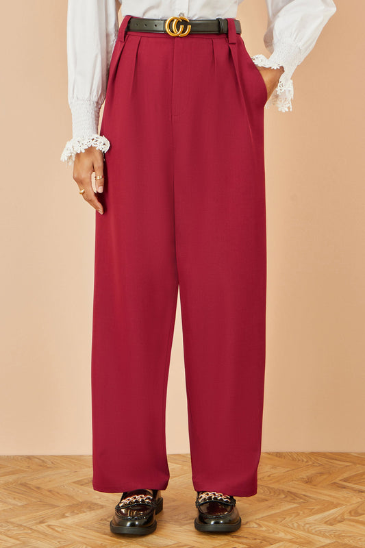 Yumi Burgundy Wide Leg Trousers