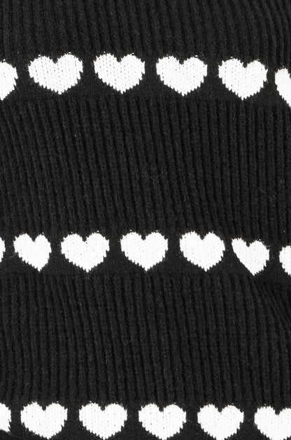 Yumi Black Knitted Jumper With Heart Stripes