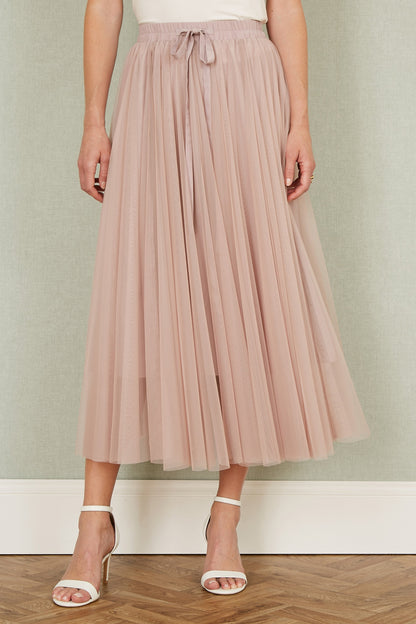 Yumi Blush Pink Mesh Tulle Skirt