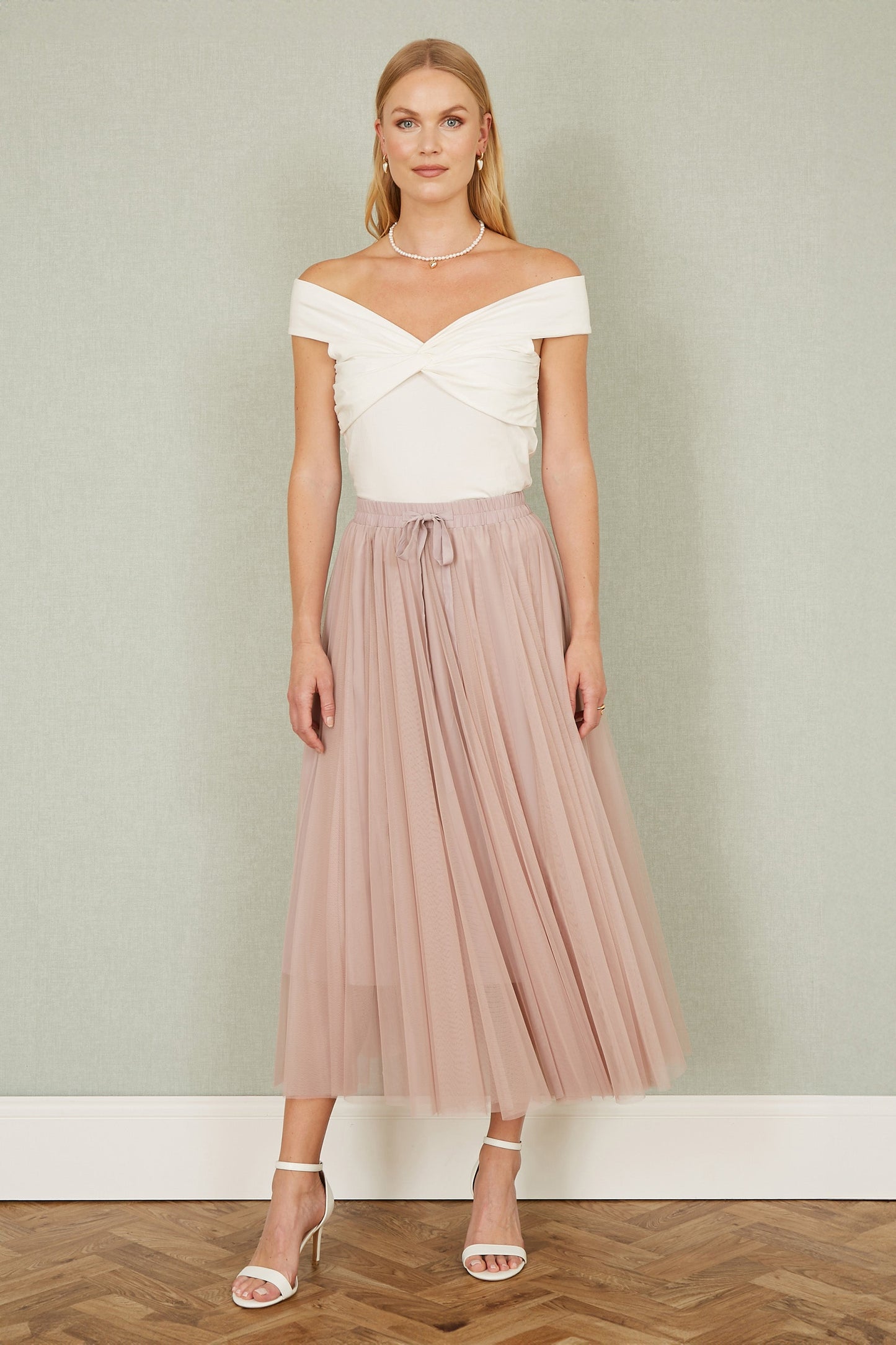 Yumi Blush Pink Mesh Tulle Skirt