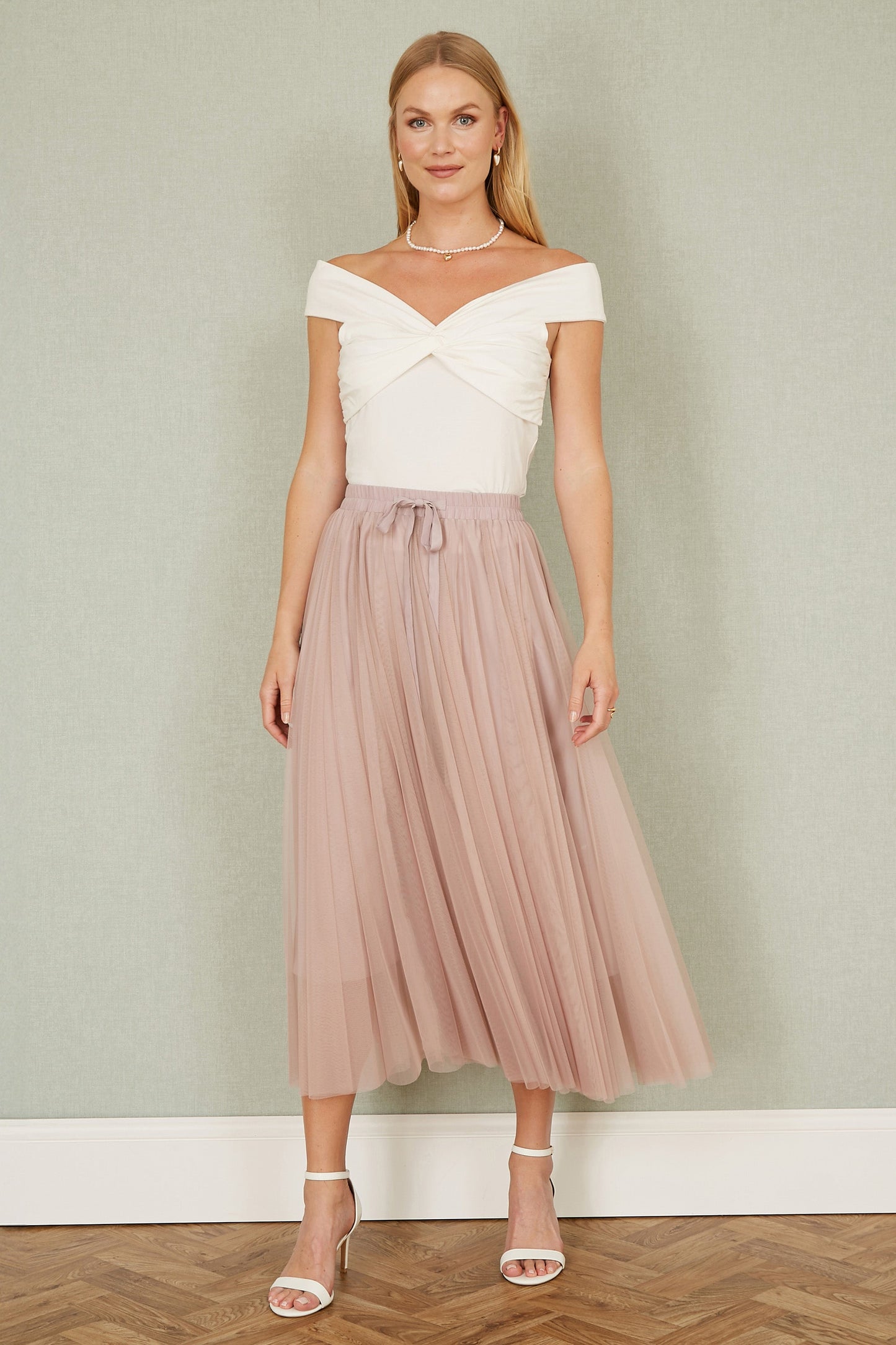 Yumi Blush Pink Mesh Tulle Skirt