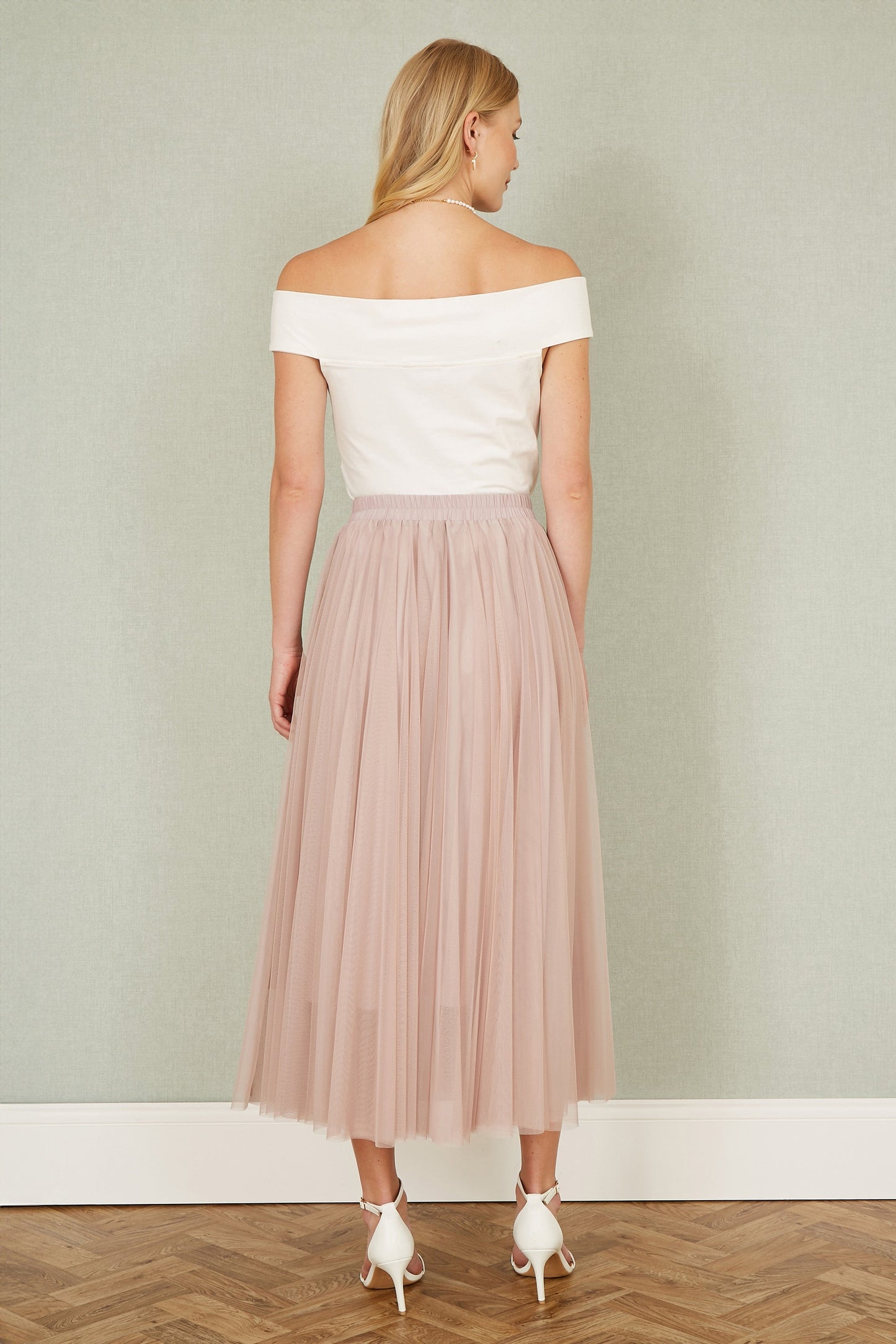 Yumi Blush Pink Mesh Tulle Skirt