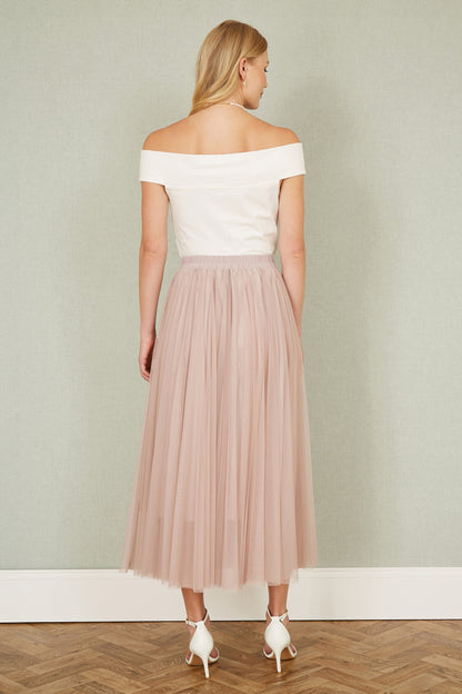 Yumi Blush Pink Mesh Tulle Skirt