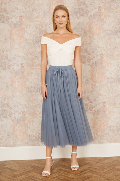 Yumi Blue Mesh Tulle Skirt