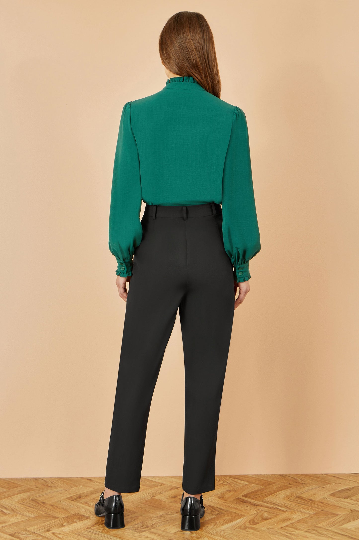 Yumi Green Frill High Neck Shirt