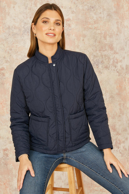 Yumi Navy Short Quilted Jacket