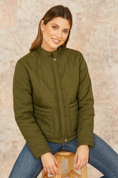 Yumi Green Short Quilted Jacket