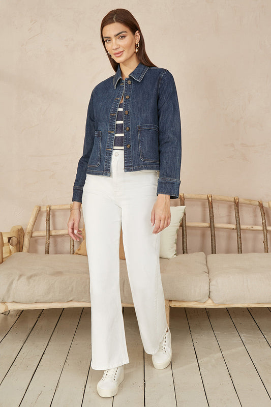 Yumi Blue Denim Jacket With Patch Pockets