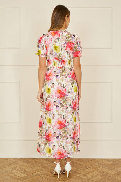 Yumi White Floral Midi Dress