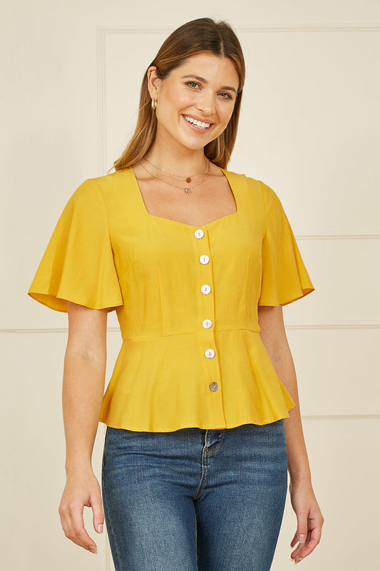 Yumi Yellow Button Up Top