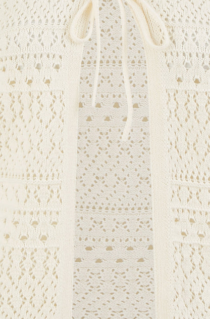 Yumi Ivory Crochet Tie Front Cardigan