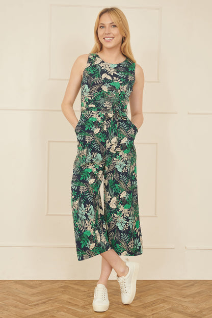 Yumi Green Leaf Culotte Jumpsuit