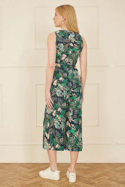 Yumi Green Leaf Culotte Jumpsuit