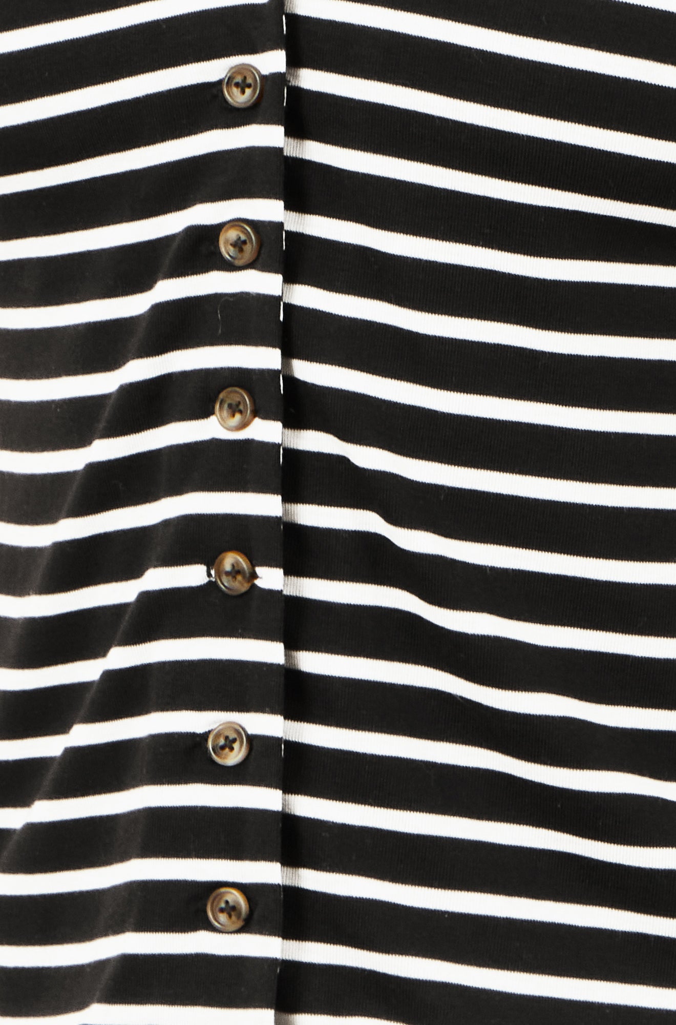 Yumi Black Striped Cotton Jersey Lettuce Trim T-Shirt