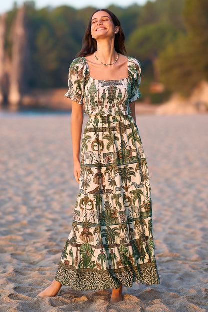 Yumi White Cotton Voile Safari Midi Skirt